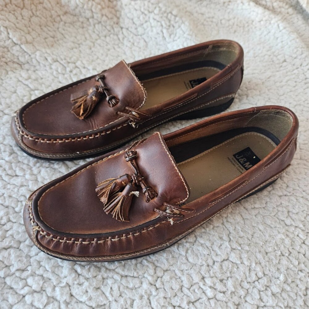 Men’s Johnson And Murphy Brown Leather Tassel 10.5 M Loafers Slip On Preppy Shoe